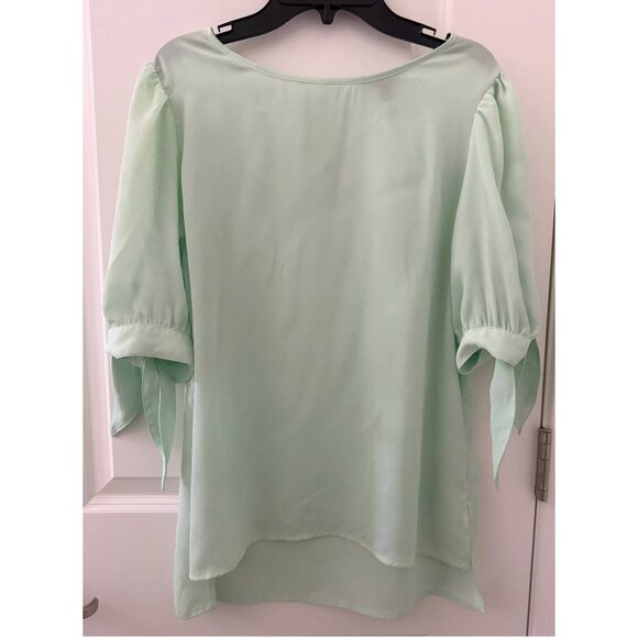 Banana Republic Mint Green Tie-Sleeve Blouse Size Small - Picture 1 of 3